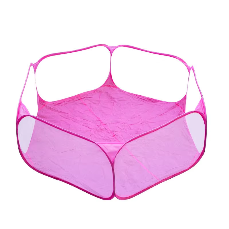 Tente Transparente Pliable Portable pour Animaux de Compagnie, Petit Parc pour Chat et Chien, Clôture de Cour Ouverte pour Hamster et Lapin: Rose