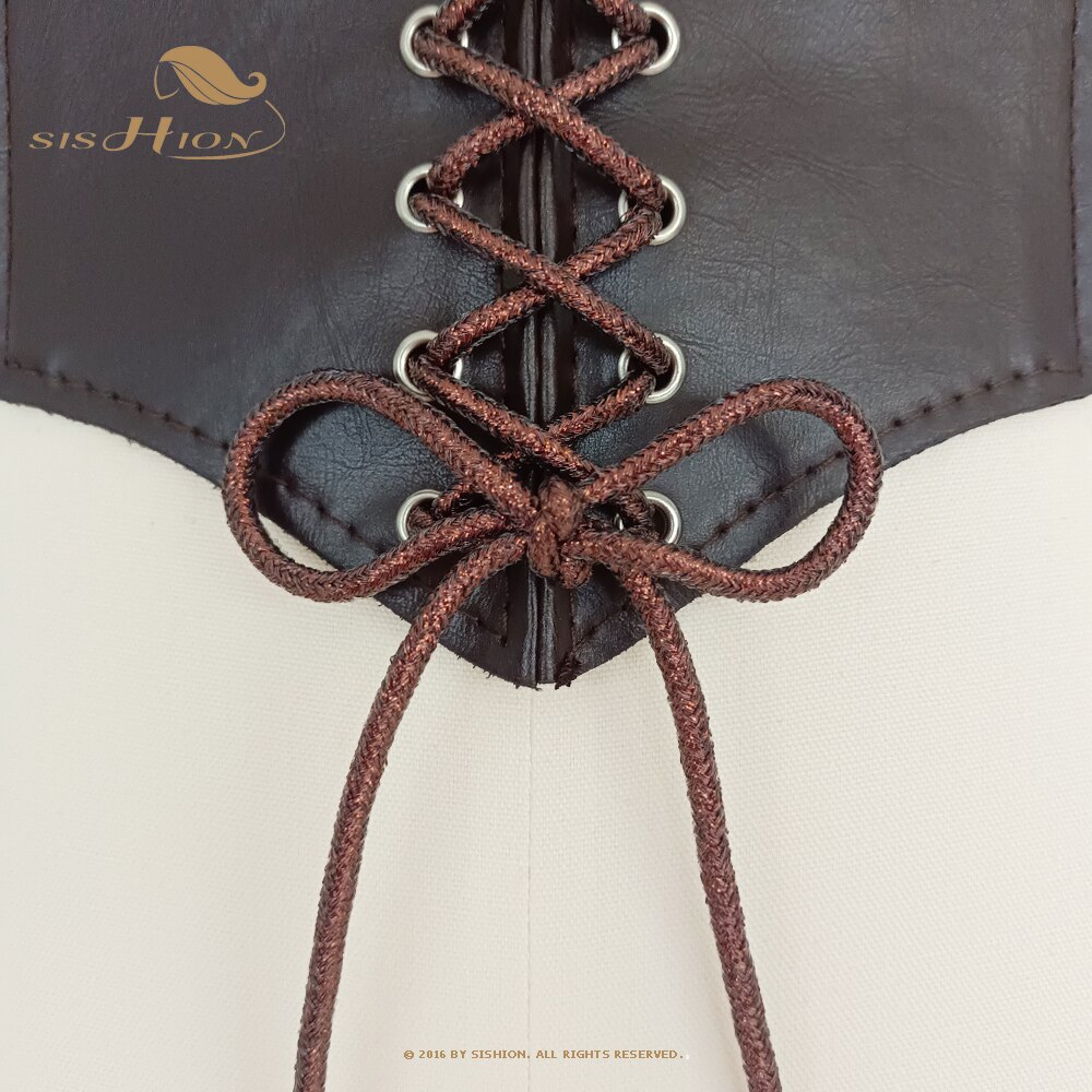 SISHION Gaine Amincissante Femme VD2596 encaje hasta Steampunk cintura ancha negro blanco café debajo del busto corsé cinturón