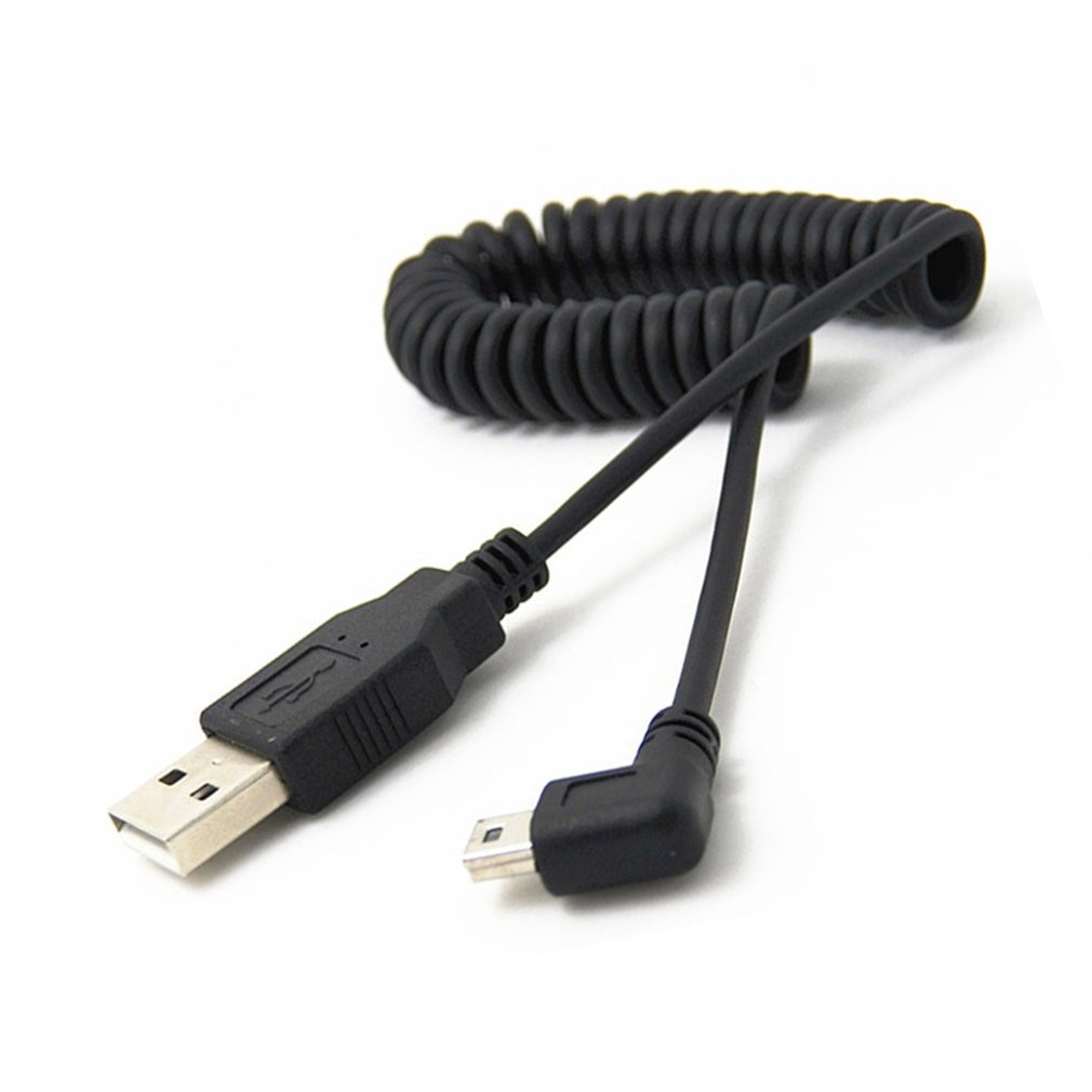 Câble adaptateur spiralé coudé à 90 degrés usb 2.0 a mâle 1pc mini usb 5 broches pour appareils photo numériques  mp3 lecteurs ccc