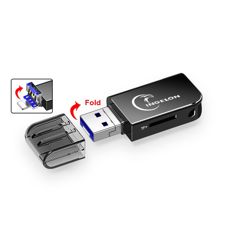 INGELON 2 in 1 Metal Micro SD Card Reader Lightning to SD Card USB 3.0 to Micro SD Adapter for iphone ipad Laptop Accessories: TF To IOS13