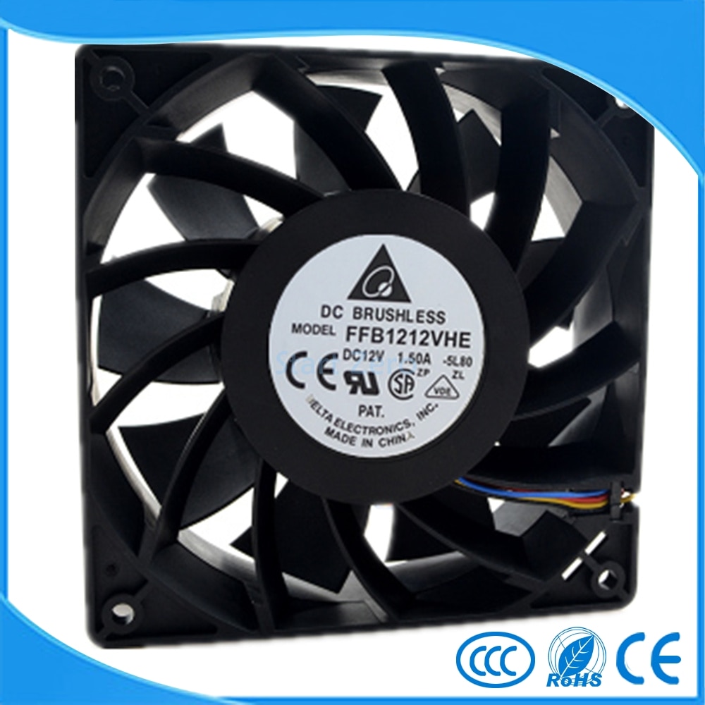 Delta pwm termostat 12038 120mm 12cm ffb 1212 vhe  dc 12v 1.5a 24w 4 wire,violence server industrifodral kylfläktar