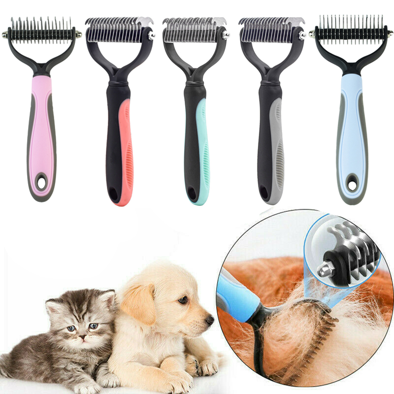 Hair Removal Comb for Dogs Cat Detangler Fur Trimming Dematting Brush Grooming Tool For matted Long Hair Curly Pet