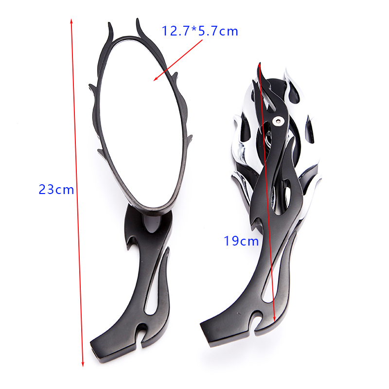 Motorcycle Chrome Flame Mirrors Chopper Bobber Rearview Side Mirror For Harley For Kawasaki VULCAN VN 750 800 900 1500 1600