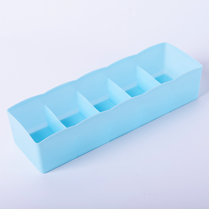 Plastic Multi Grids Ondergoed Bh Sokken Opbergdozen Kleding Organizer Thuis Slaapkamer Kast Lade Plastic Divider Organizer: blue-5 grid