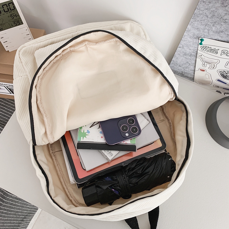 Vintage Boy Girl Corduroy Green School Bag Men Women Laptop College Backpack Cool Lady Student Female Travel BookBag