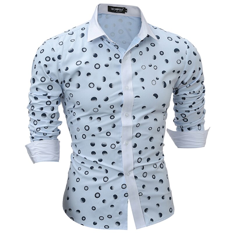 Dots print herreskjorter fuldærmet western casual ung mand toppe drenge slim fit m -2xl: Hzsk 031b / Xxl