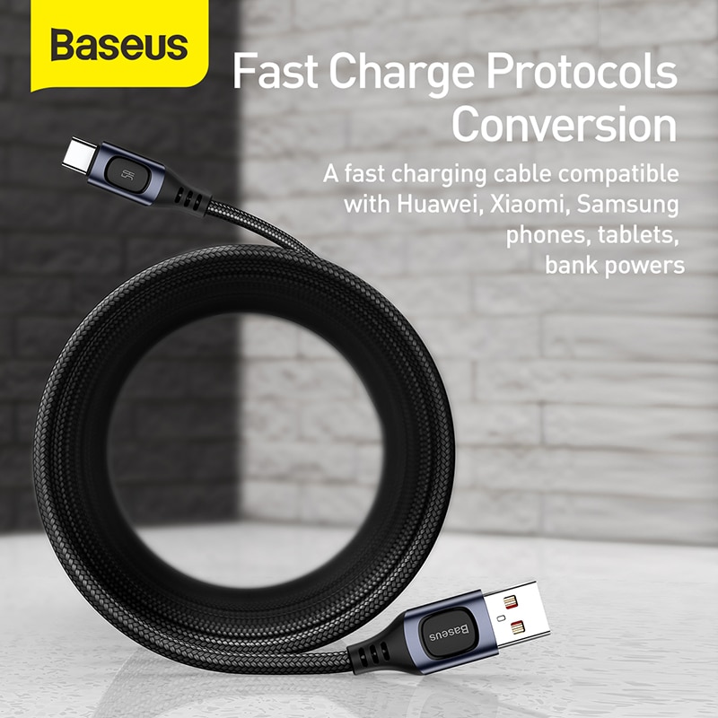 Baseus USB Type C Cable 5A PD Fast Charging Cable for Samsung S20 Huawei P30 Cable USB C Cable for Xiaomi iPad Pro Type C Cable