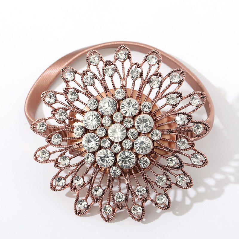Bloemvormige magneetgordijn tieback ringen lente strass staaldraad magnetische gordijngesp clips raamhouder accessoires: Bruin