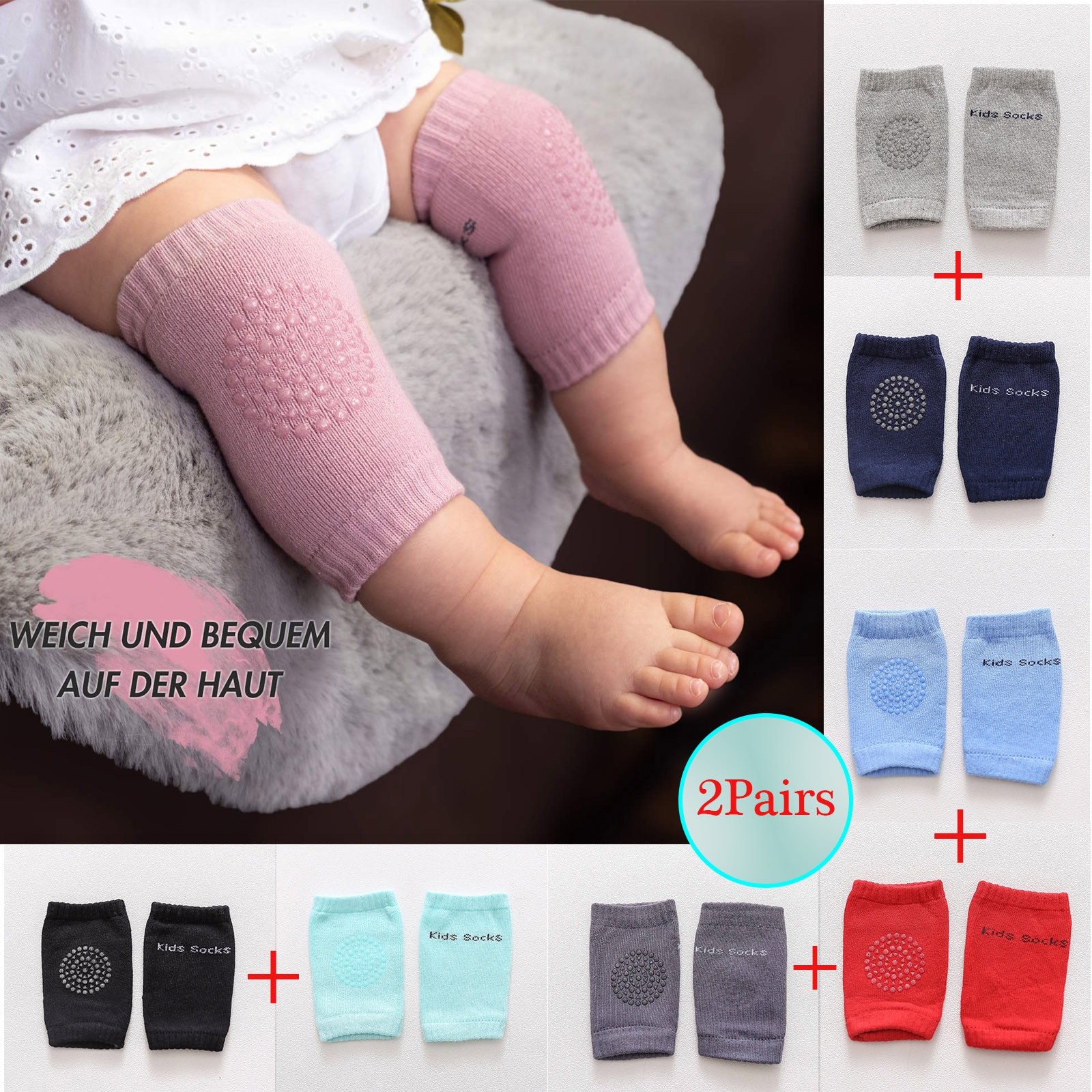 2Pairs Kids Baby Baby Knie Padsprotective Gear Veiligheid Sport Kruipen Elleboog Kussen Veiligheid Kneepad Been Warmer Meisjes Jongens