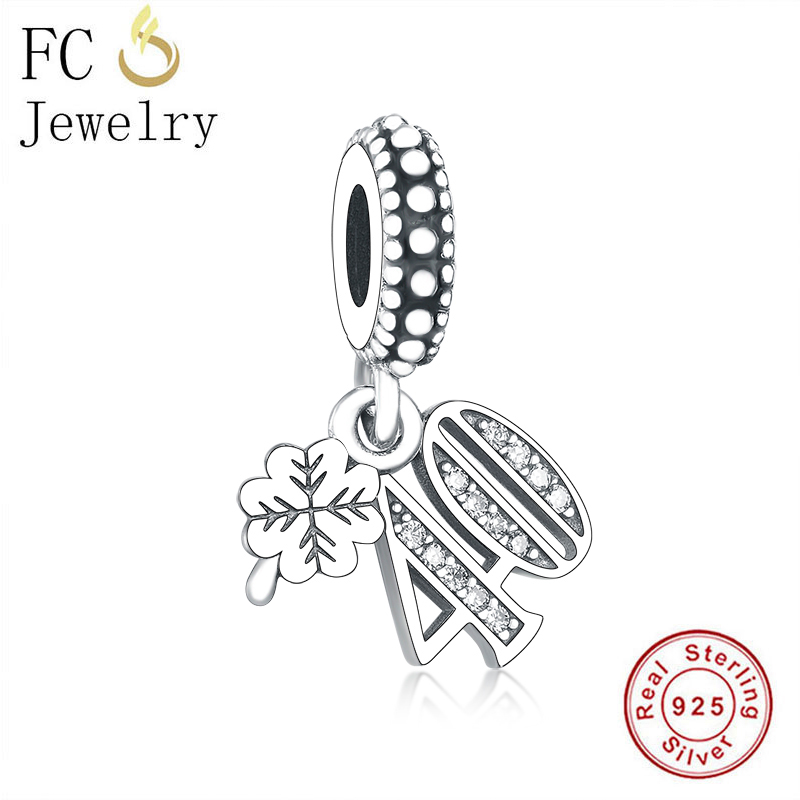 FC Jewelry Fit Original Brand Charm Bracelet 100% 925 Silver Clover numero 40 Year Love Pendant Bead For Making Berloque 2020