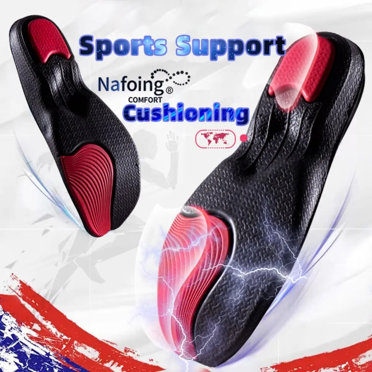 2 piezas de calzado deportivo plantillas de goma EVA para correr para los pies con absorción de choque
