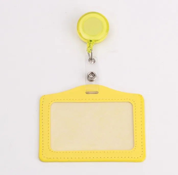 1 Set PU ID Staff Employee's Card Holder with Retractable Badge Reel Students Old People Bus Card Sleeve Pass Access Card Cover: black