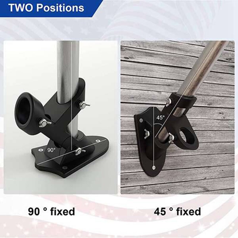 2-Position Black Flag Pole Mount Bracket – Weather Resistant For RV Or House