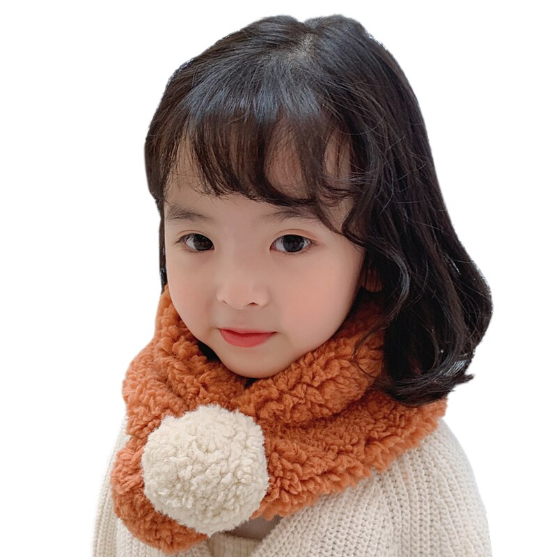Baby drenge piger vinter varmere plys tørklæde spædbarn krave tørklæder med kugle toddler halstørklæder k: O