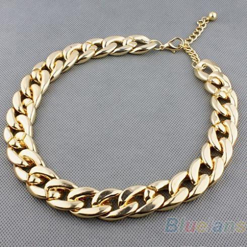 Bestel 1pc dames europa en de verenigde staten all-match dikke choker glanzende ketting 1 e 2 6 ooh