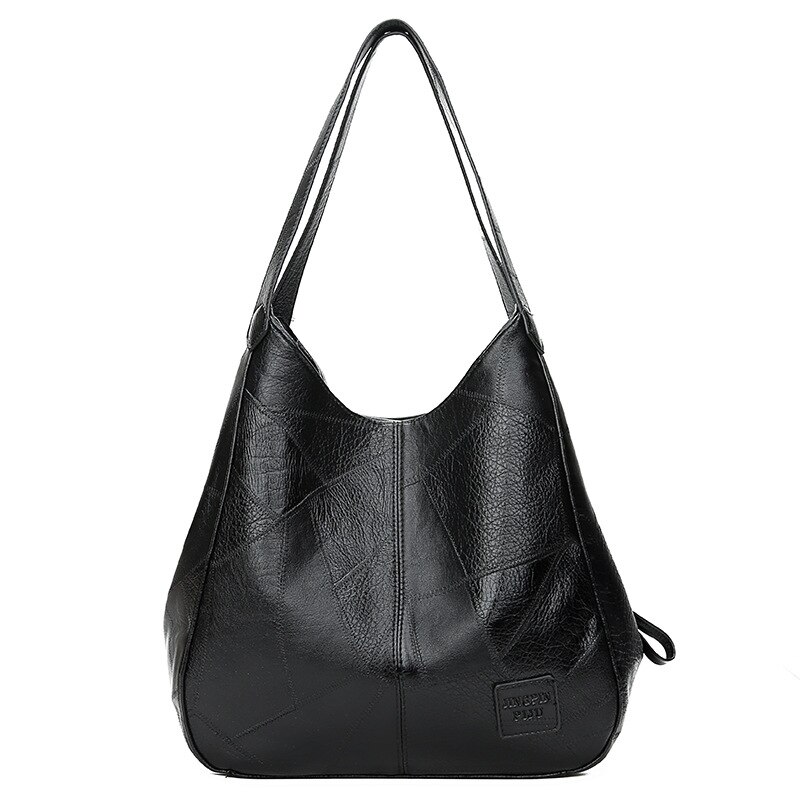 Tasche mädchen neue trendy weiche leder schulter tasche große-kapazität stiletto tasche frauen handtasche: Black