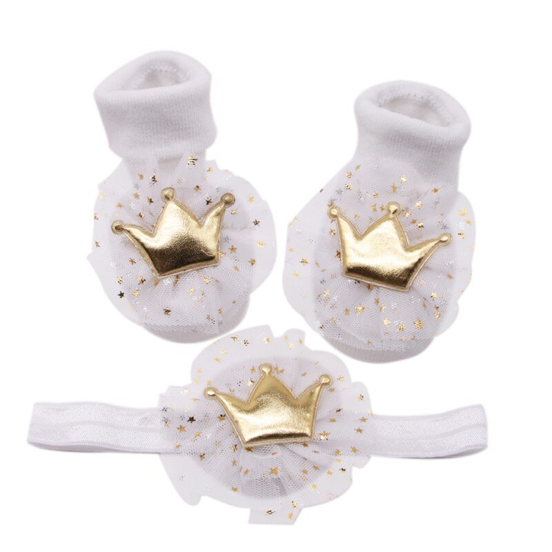 2 stücke = 1einstellen Blüht Haarband Mädchen Headwear freundlicher Elastisches Haarband freundlicher Haar Zubehör mit Baumwolle Socken einstellen