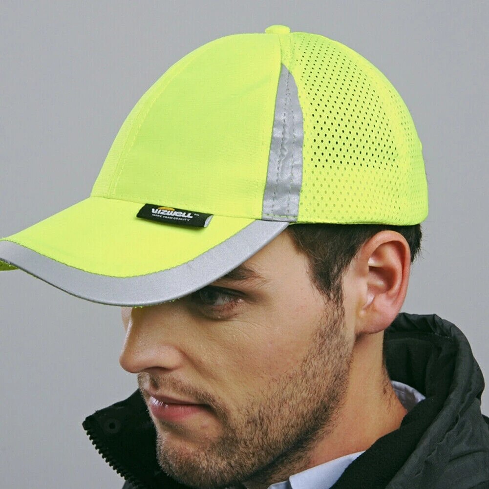 Høj synlighed gul/lime unisex cap hi vis arbejdstøj reflekterende baseball kasket let åndbar hat til udendørs arbejde
