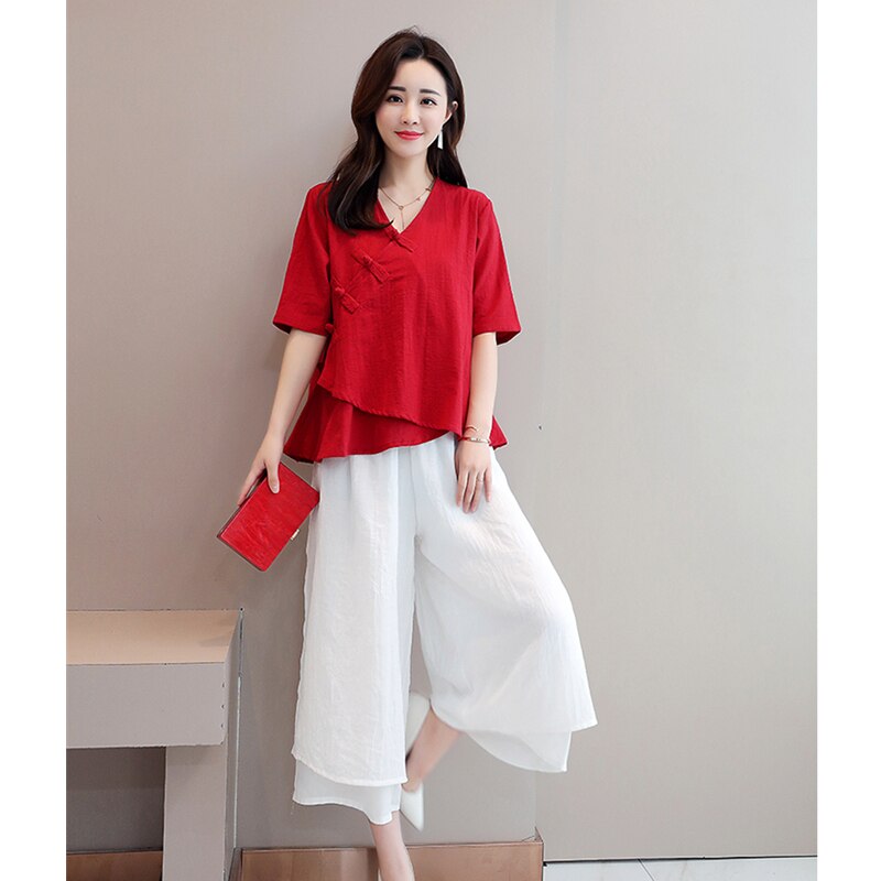 Chinese Style Vintage Hanfu Traditional Clothing for Women Tang Suit Linen Shirts Tai Chi Uniform Breathable Blouse Clothes