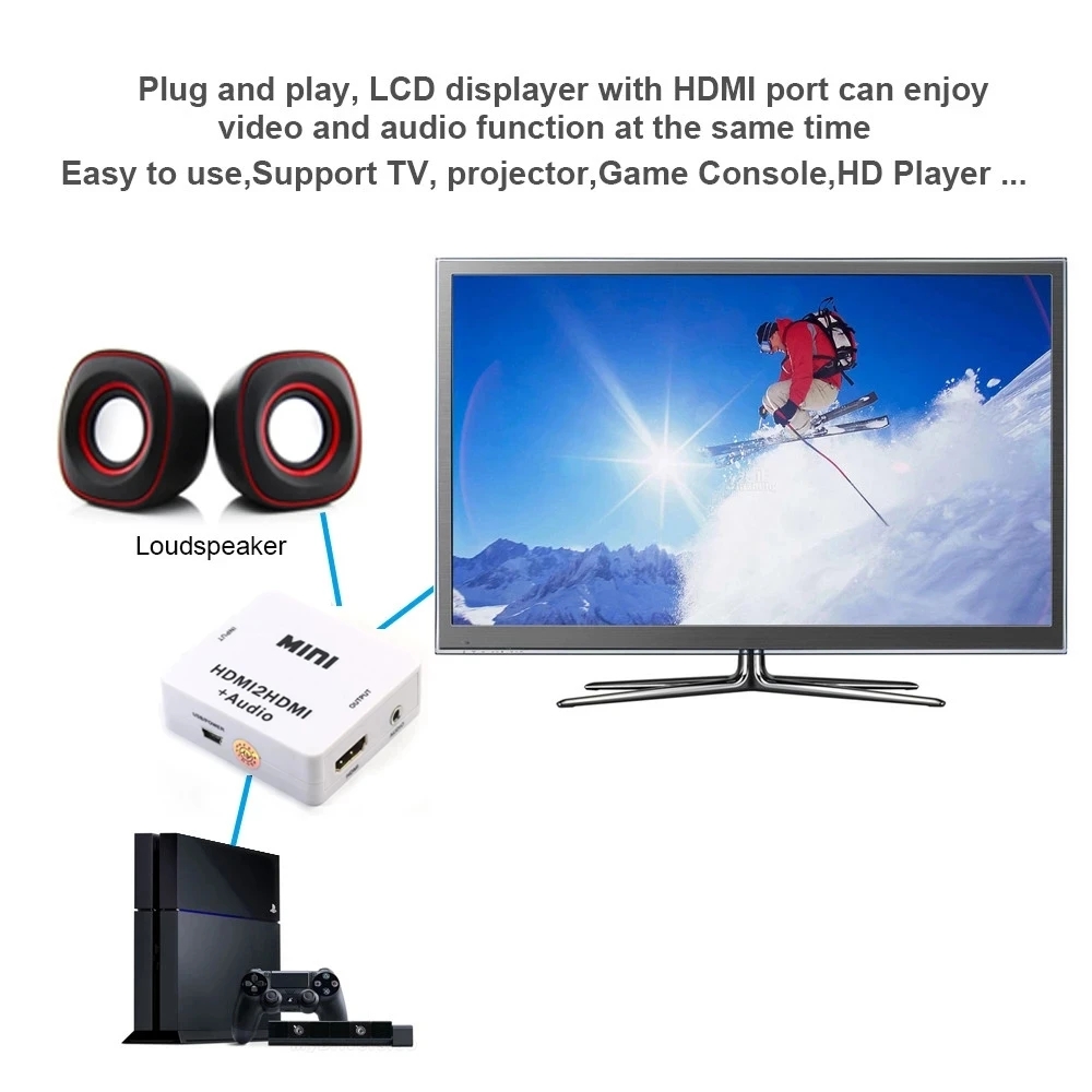1080P Hdmi Audio-Extractor Splitter Hdmi Naar Hdmi 3.5Mm Audio-Extractor Hdmi Digitaal Naar Analoog 3.5Mm Uit Audio Voor Pc Laptop Hdtv