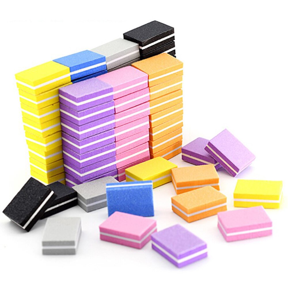 Mini bloques de limado de uñas para manicura , bloque de pulido de uñas de esponja colorida, lijado 100/180, 10/25/50 piezas