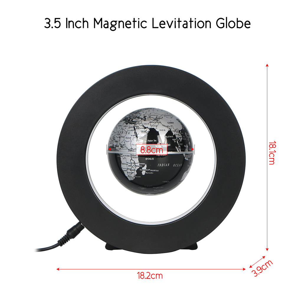 Globo flotante de levitación magnética de 3,5 pulgadas, mapa del mundo, con luz LED tellurión antigravedad, Base de forma redonda, gran para niños