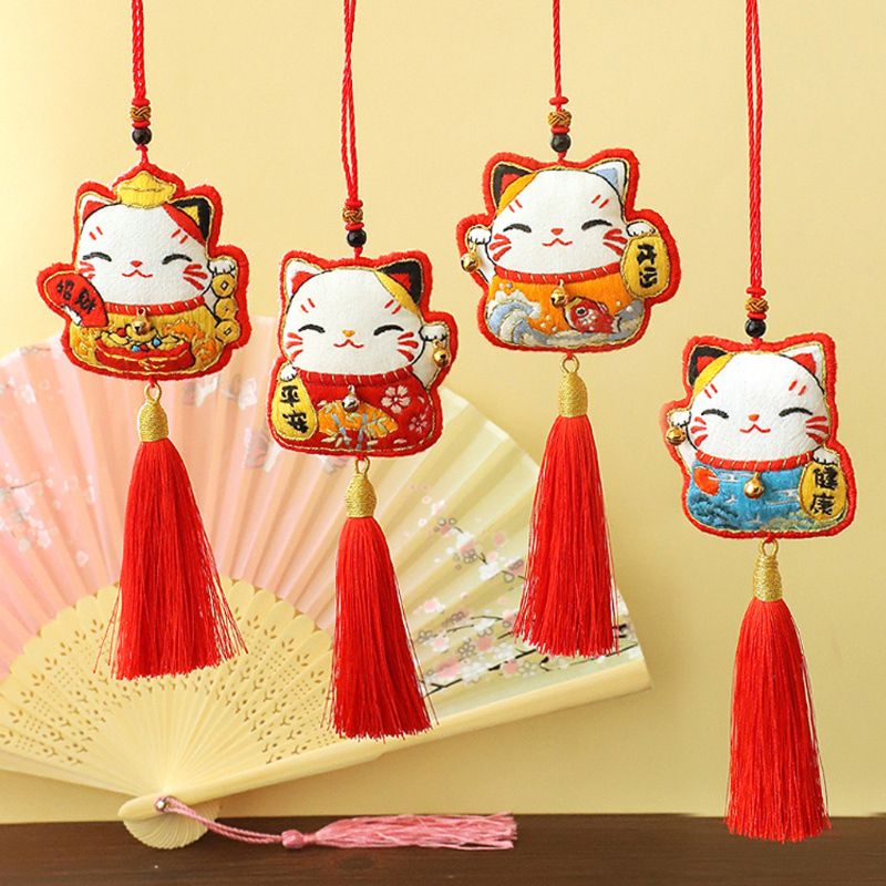Lucky fortune cat diy broderiband kit handgjord lavendel påse material väska  k1mf