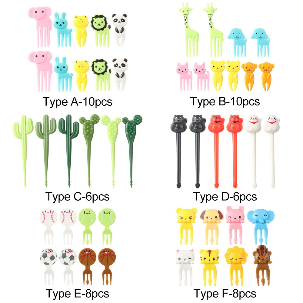 6-18pcs Mini Animal Farm Cartoon Food Picks Children Snack Dessert Food Fruit Forks Lunch Bento Vegetable Crockery Party Decor