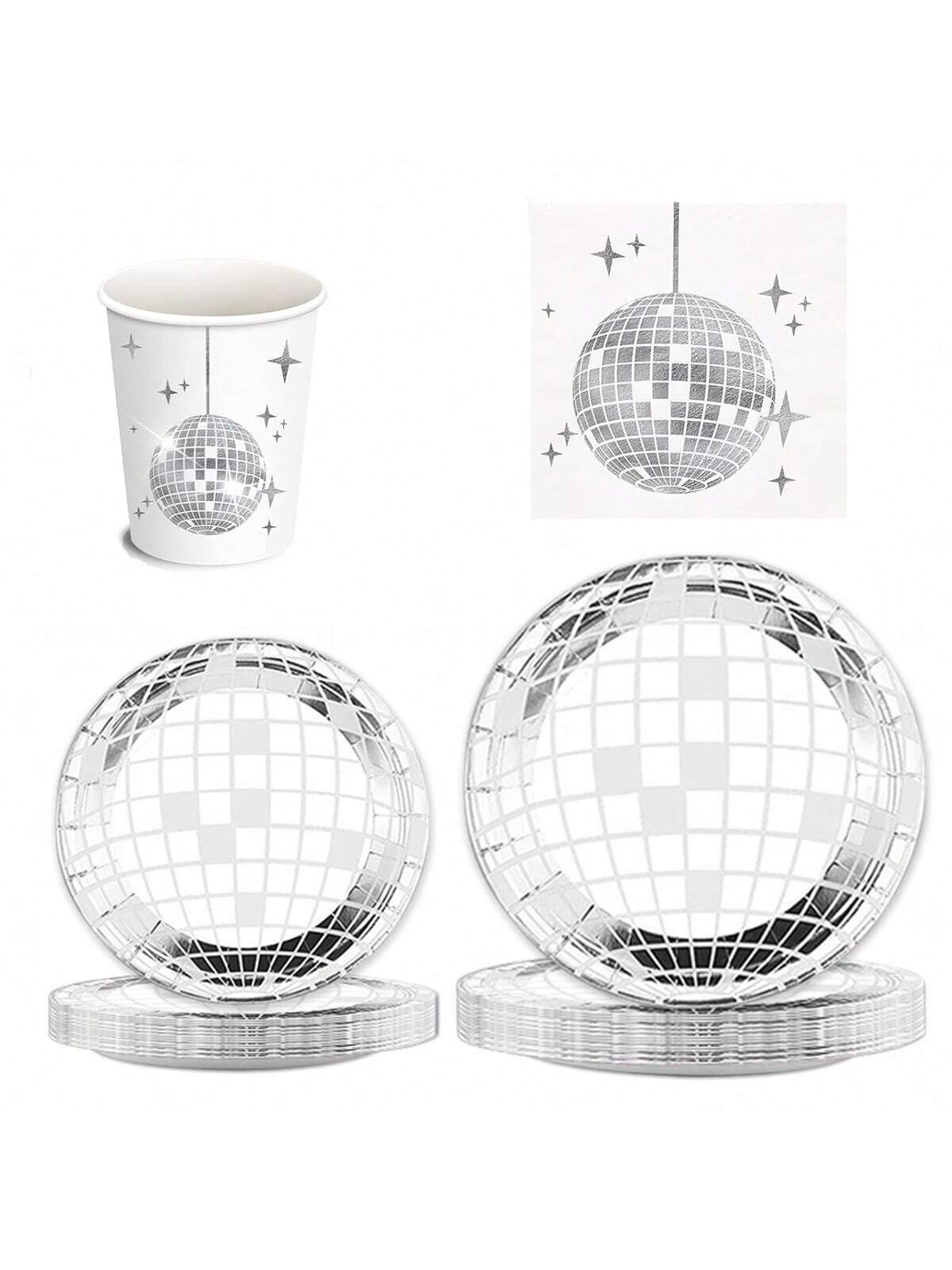 wegwerp disco party servies set, eetborden, papieren bekers, decoratie verjaardagsfeestje decoratie bruiloft benodigdheden