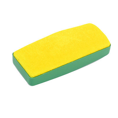 Krijt Cleaner Groene Plastic Behuizing Geel Fluwelen Schoolbord Gum