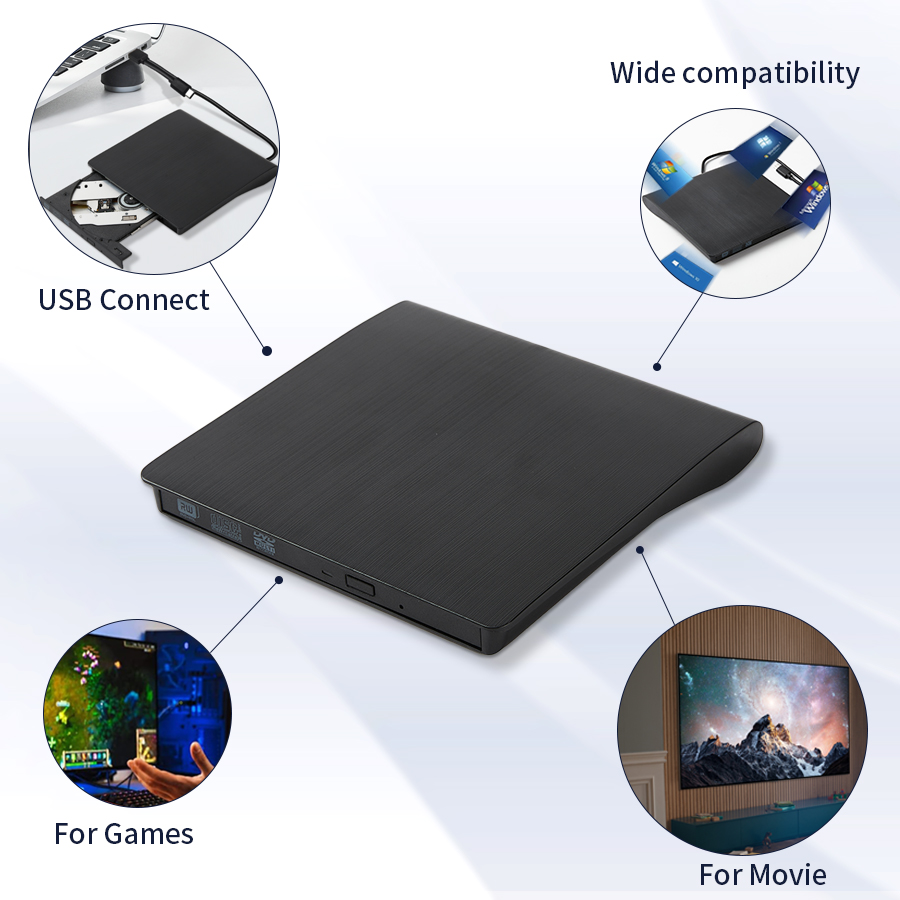 Dvd-optager bærbar usb 3.0 type-c ultratynd ekstern drevlæser afspiller til bærbar computer stationær harddisk boost desktop ydeevne