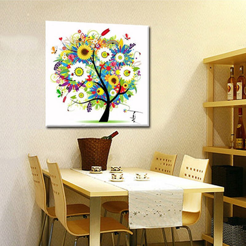 1 Pc Needlework DIY DMC Cross Stitch Sets Embroidery Kit Four Seasons Tree Cotton Thread Home Decor 45x45cm WXV