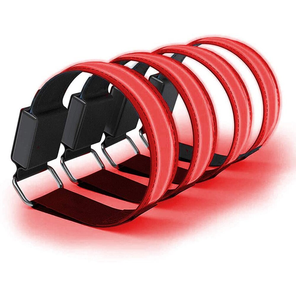 Brazalete LED para correr para mujer, pulsera reflectante, accesorios para corredores, botón para correr, batería, naranja, 4 Uds.: Red