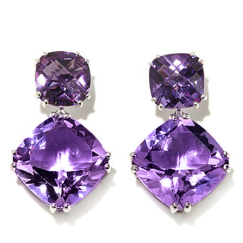 Huitan noble brude øreringe til bryllup geometriske lilla cubic zirconia kvinder tilbehør smykker: Default Title