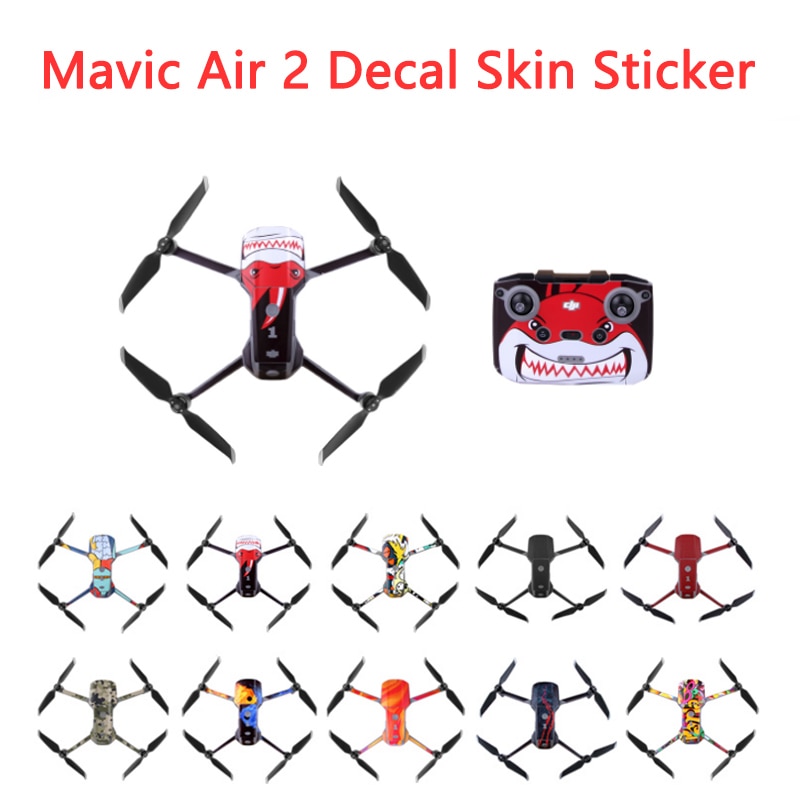 PVC Stickers Waterproof Skin Decals for DJI Mavic Air 2 Decal Skin Sticker Drone Body + RC + 3 Battery Protection Film Cover