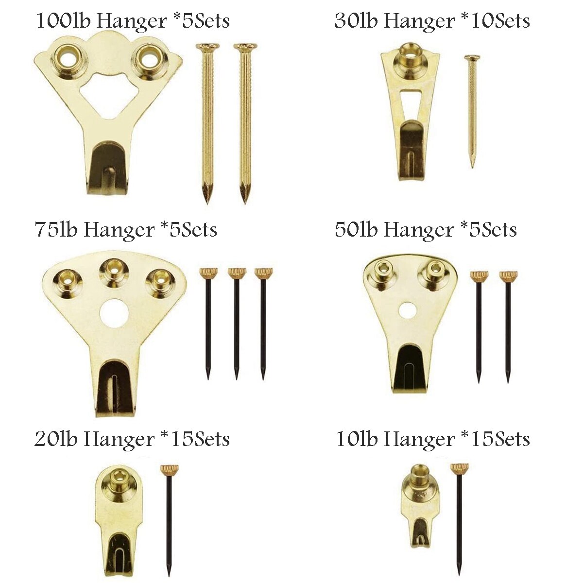 130PCS Photo Frame Hooks Heavy Duty Picture Hanging Kit with Nails for Wall Mounting Picture Hangers