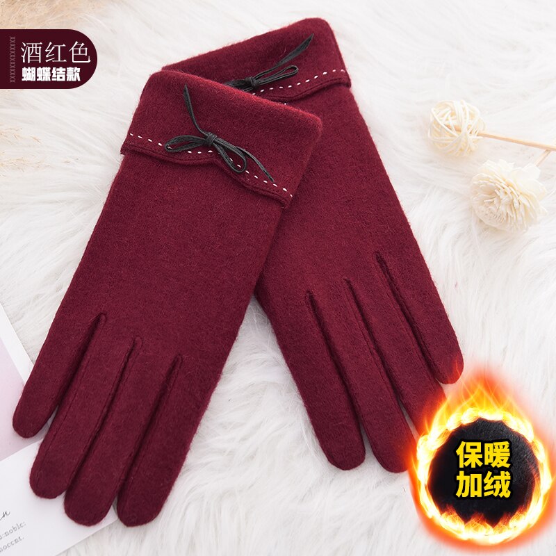 Woodpecker cashmere gloves lady cute plush thicker warm drive ride touch screen wool gloves: Turquoise
