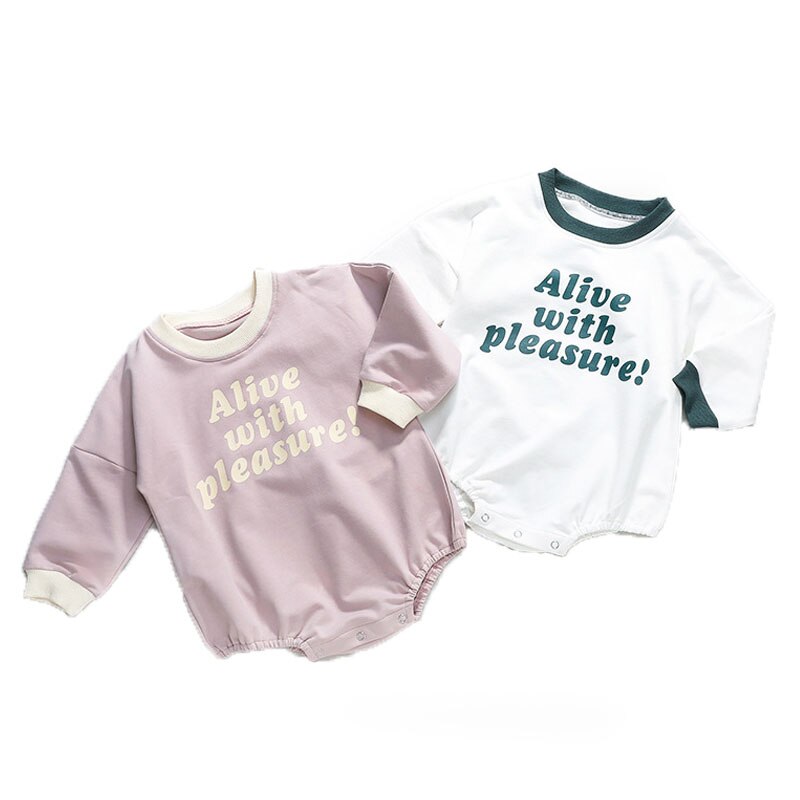 Baby pasgeboren kind baby jongen meisje katoenen lange mouwen bodysuit zonnepak outfit set kleding warm schattig eendelig