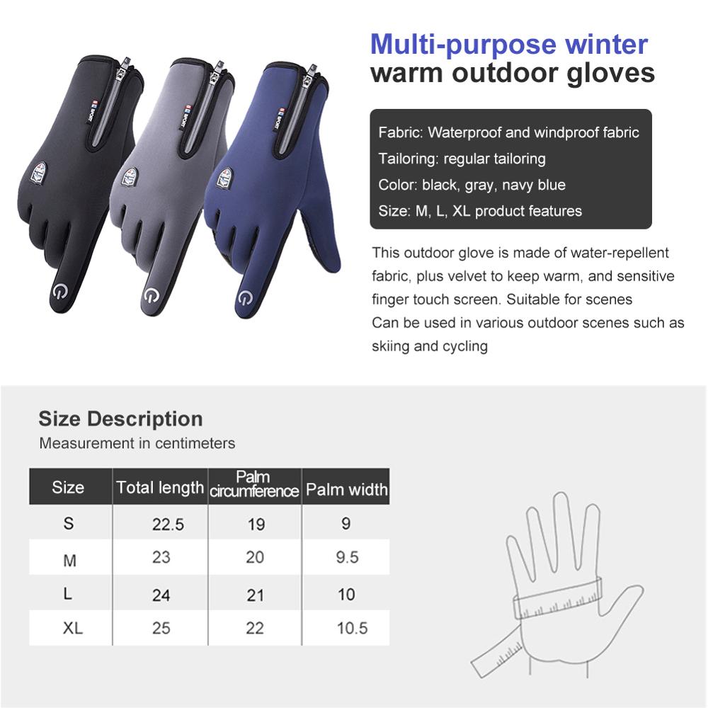 Waterdichte Winter Warme Handschoenen Mannen Ski Handschoenen Snowboard Handschoenen Motorrijden Winter Touchscreen Sneeuw Windstopper Handschoen