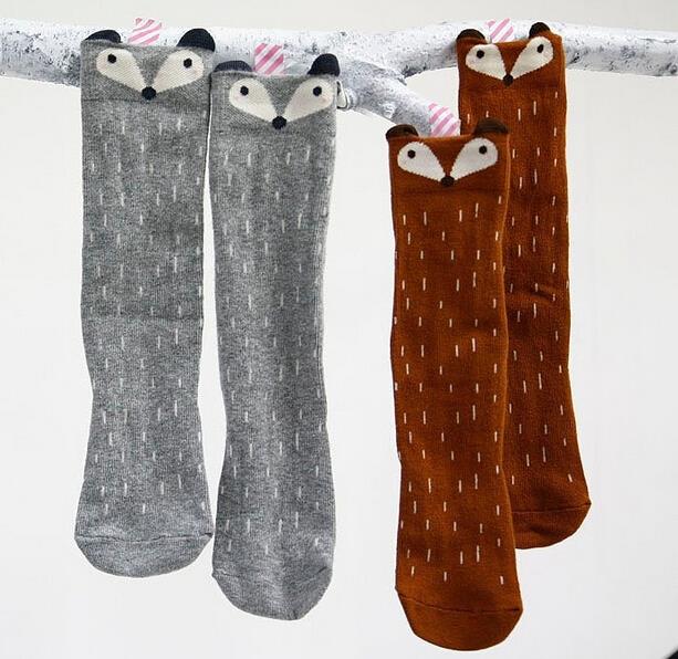 Renard animal enfants genou chaussettes hautes filles jambières 0-2years 25cm 6 paire