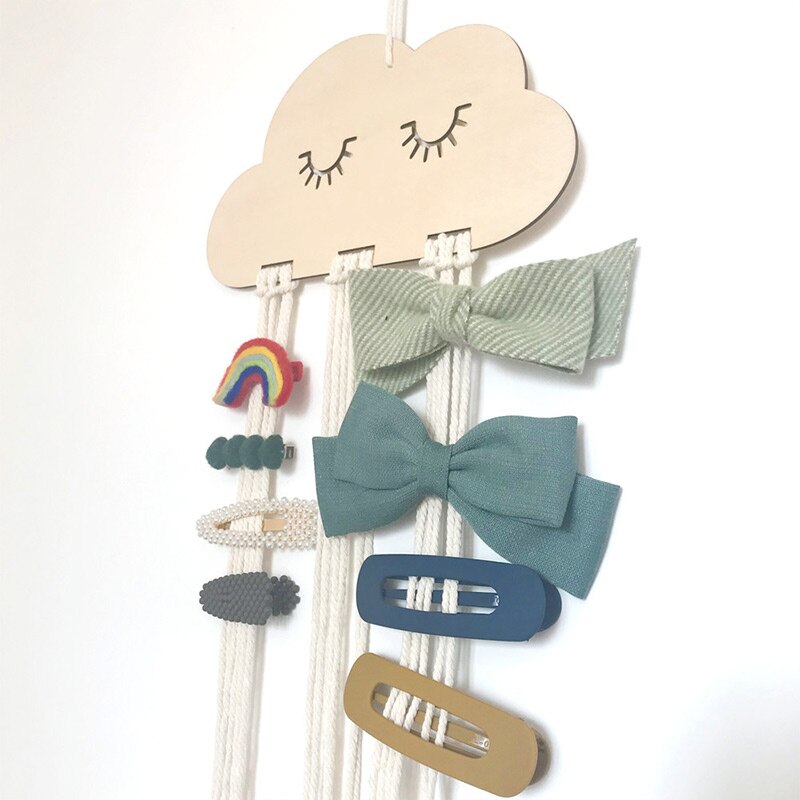 New wood Cloud Baby Hair Clips Holder Princess Girls Hairpin Hairband Storage Pendant Organizer per gioielli ornamenti da parete