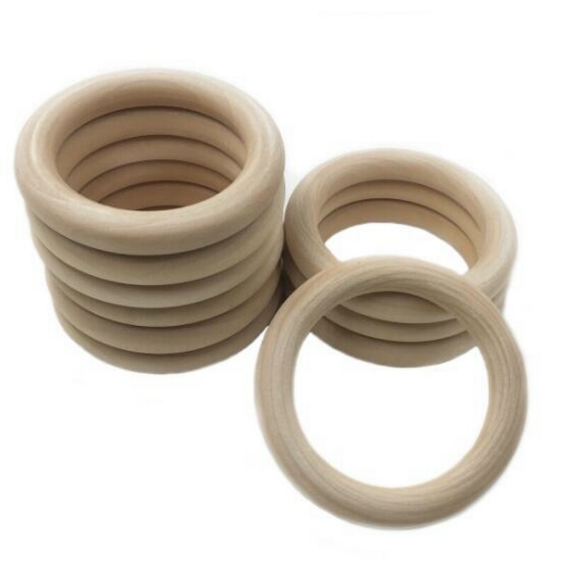 20 st/set 60mm/65mm/70mm baby naturligt rund trä tandring trä bitring leksak gör det själv nappar tillbehör zxy 9637