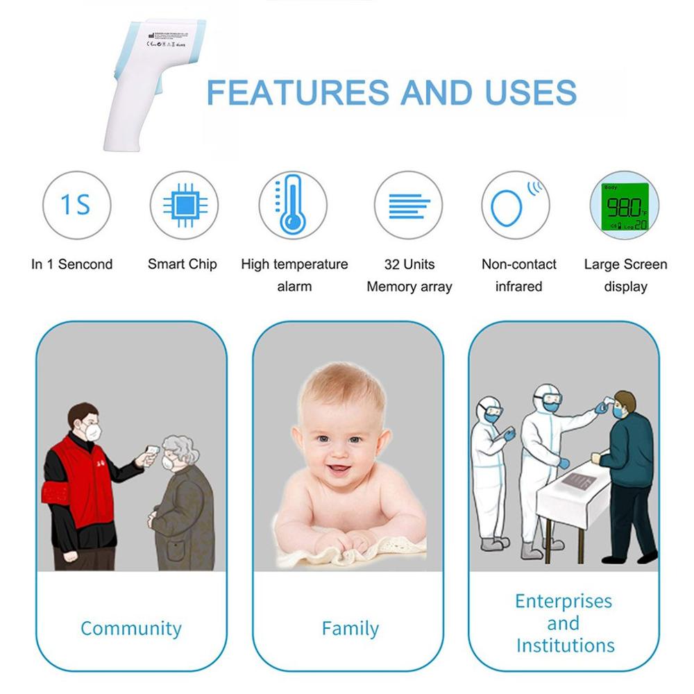 Thermometer Front Digital Infrared Temperature Measurement Contactless Color Backlit Digital Display