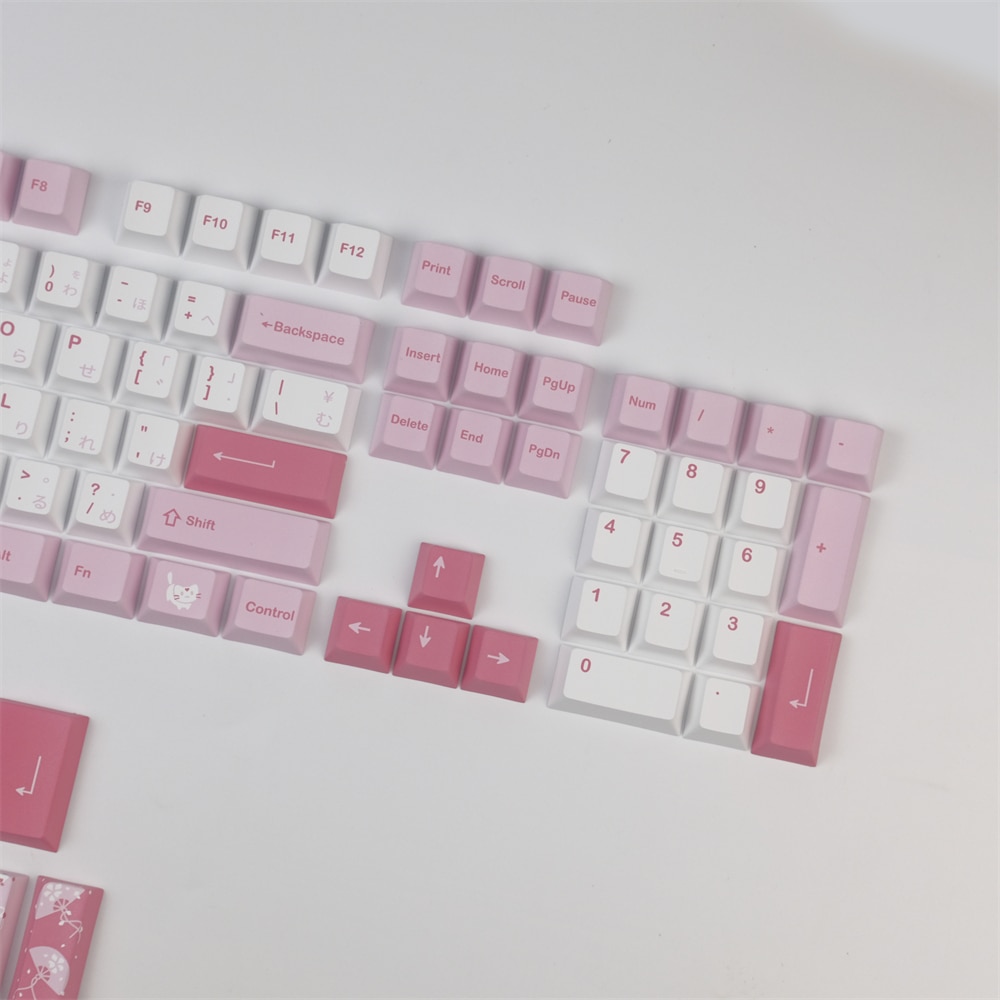 GMK-Teclado mecánico Sakura Cat, 140 teclas, Cherry PBT, DYE- Sublimation, con barra espacial 1.25U, 1.75U, 2U, Shift 7U