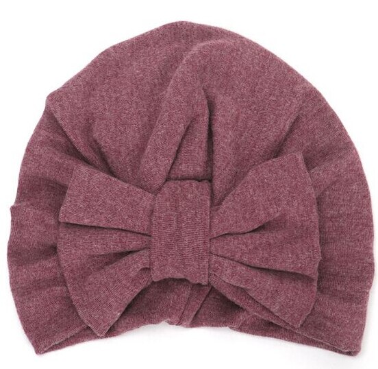 Nette Neugeborene Kleinkind Kinder Baby Jungen Mädchen BIG Bowknot Turban Schädel Caps Baumwolle Beanie Hüte Kleinkind Mädchen Elastische Winter Warm kappe: Purple   