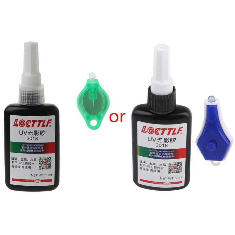 Uv Licht + 50Ml Snelle Uitharding Uv Lijm Zonlicht Uithardende Lijm Transparant Glas Bonding Reparatie Vloeibare Lijm Lijm Kit: Default Title