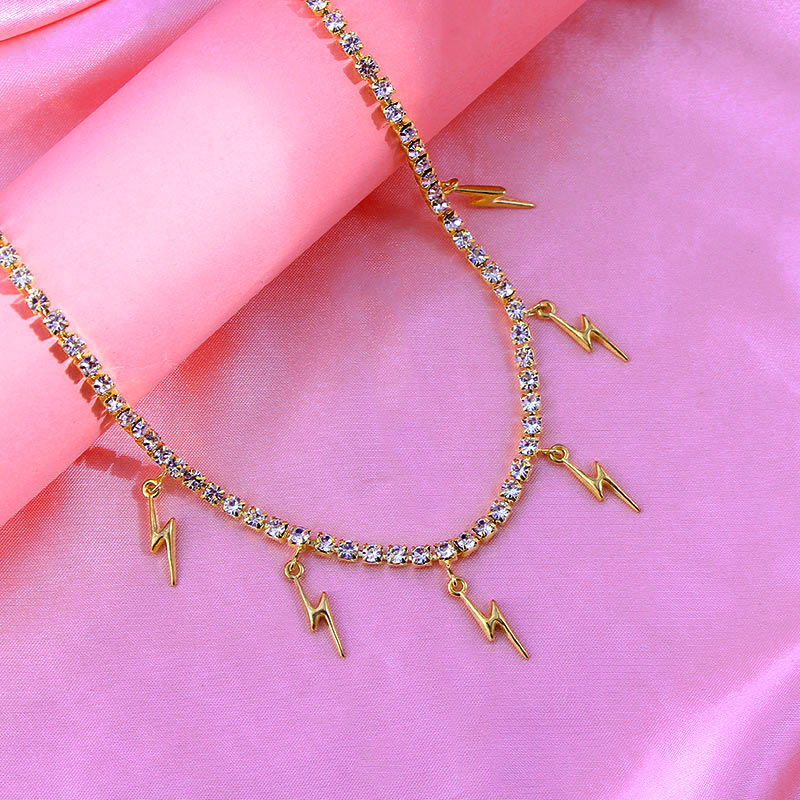 Bling bling verstelbare vrouwelijke tennisketting choker bliksem kersenblad ster hangers dames ketting sieraden