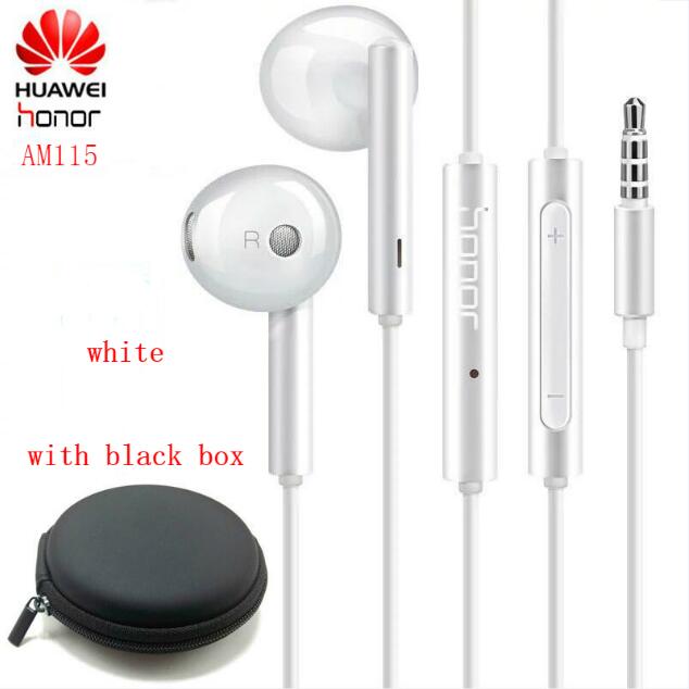 Original Huawei Earphone am116 Honor AM115 Headset Mic 3.5mm for HUAWEI P7 P8 P9 Lite P10 Plus Honor 5X 6X Mate 7 8 9 smartphone: MA115 with black box