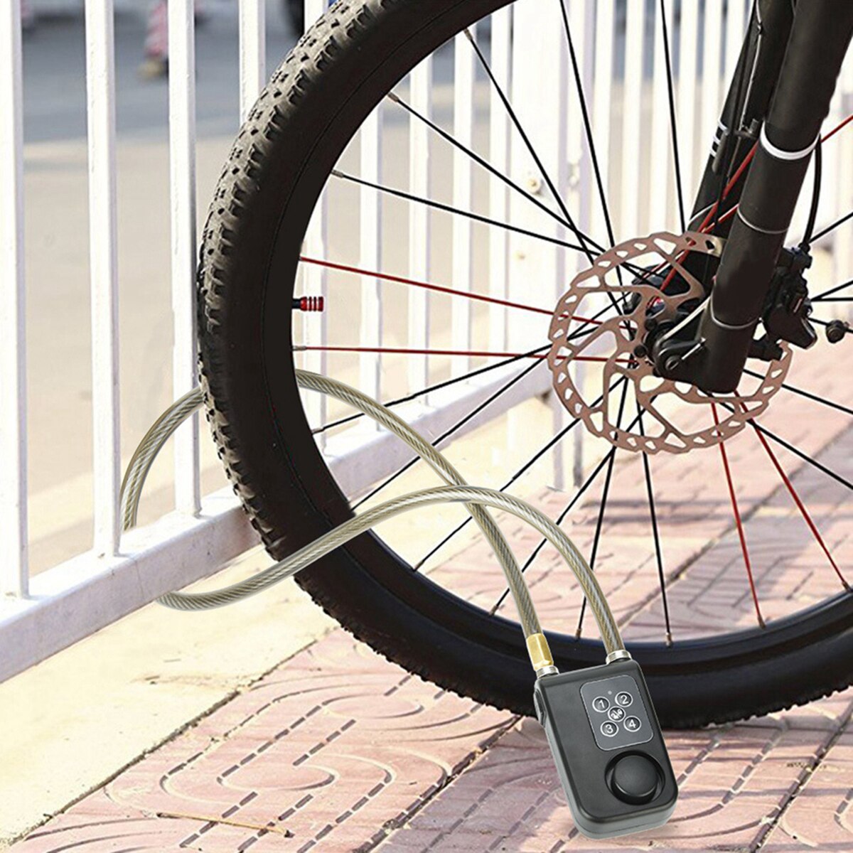 Trådløs fjernbetjening 4 cifre adgangskodelås vandtæt elektrisk cykel motorcykel kode stål kabelkædelås sikkerhedssystem