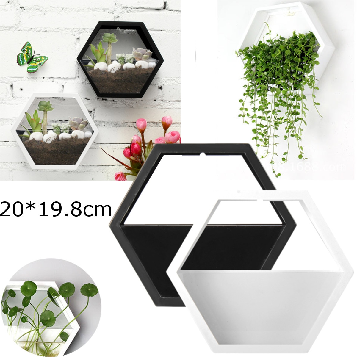 Vaso de flor de cloro acrílico artesanal, vaso moderno de plantas, perfil de pendurar na parede, vaso para sala de estar